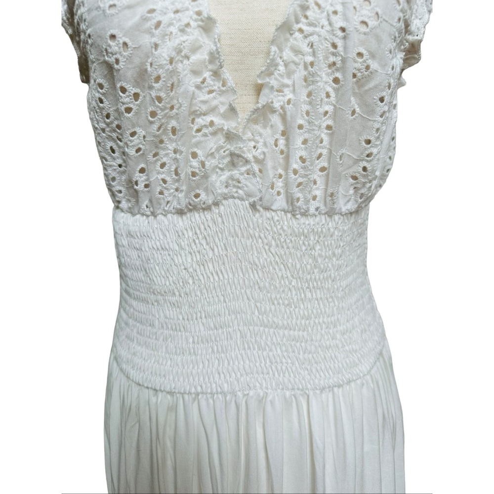 Solitaire Swim White Eyelet Maxi Tiered Dress, NWT, M - Picture 4 of 15